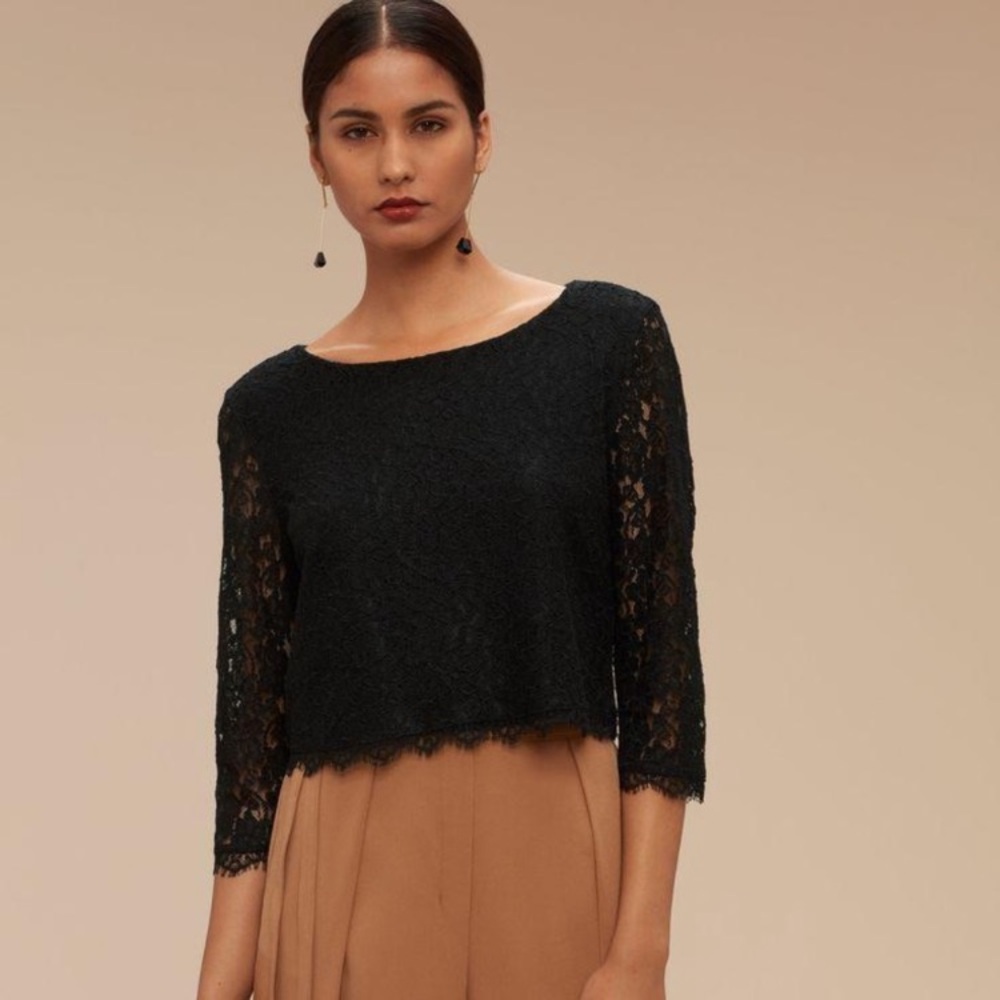 Babaton Black Lace Top, XS NWT